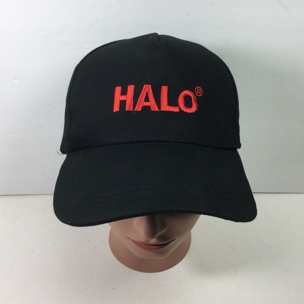 HALO Microsoft Mens Hat Black‎ Red Logo Baseball Cap Adjustable Strap